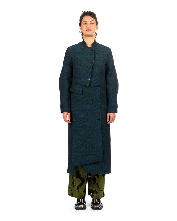 Henrik Vibskov | Afternoon Dress Coat Petrol Tomato Grid - Concrete