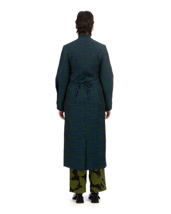 Henrik Vibskov | Afternoon Dress Coat Petrol Tomato Grid - Concrete