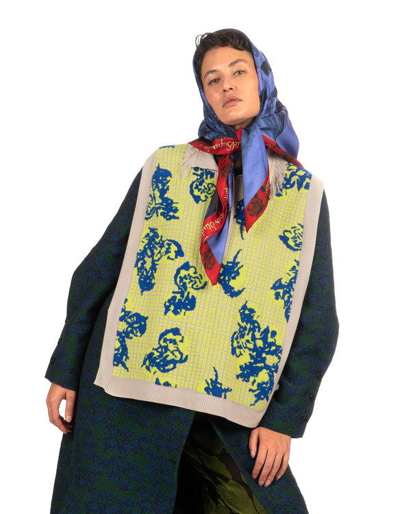 Henrik Vibskov | Polo Knit Vest Green Tomato Grid - Concrete