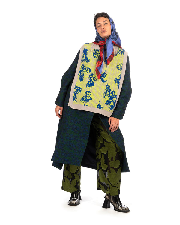 Henrik Vibskov | Polo Knit Vest Green Tomato Grid - Concrete