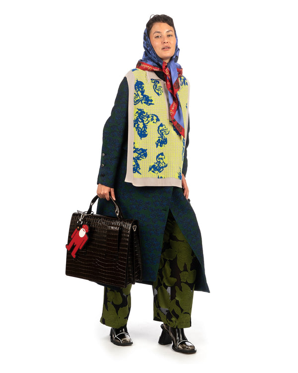 Henrik Vibskov | Polo Knit Vest Green Tomato Grid - Concrete