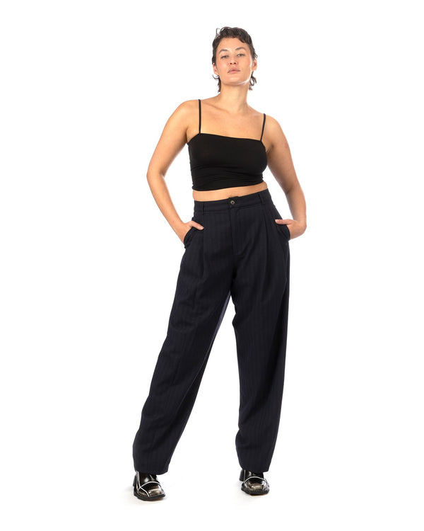 Henrik Vibskov | Claus Pant Black Navy Pin Stripes - Concrete