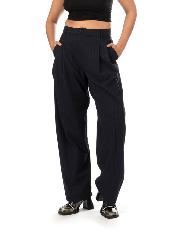 Henrik Vibskov | Claus Pant Black Navy Pin Stripes - Concrete