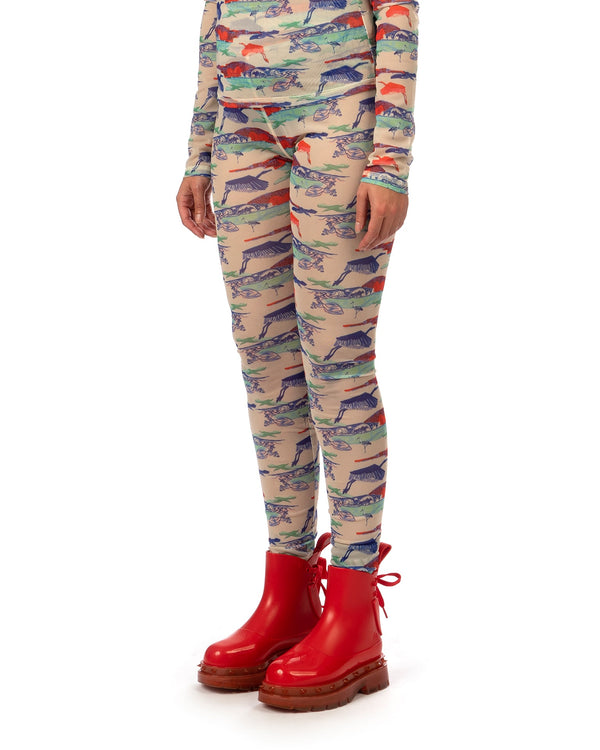 Henrik Vibskov | Mesh Leggings Orange / Cream Birdie - Concrete