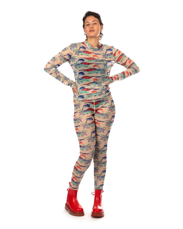 Henrik Vibskov | Mesh Leggings Orange / Cream Birdie - Concrete