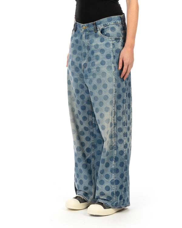 FACETASM | Unisex Dot Denim Pants Indigo - Concrete
