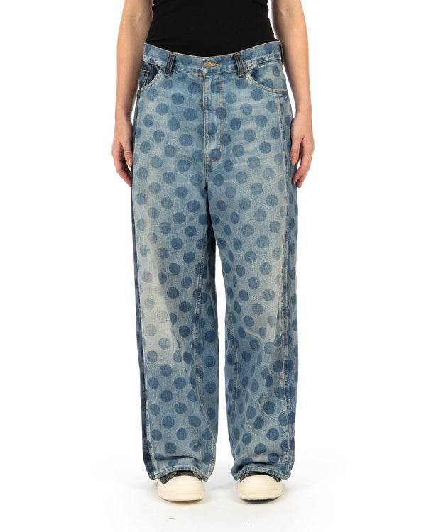 FACETASM | Unisex Dot Denim Pants Indigo - Concrete
