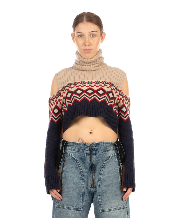 FACETASM | Layered Nordic Knit Navy - Concrete