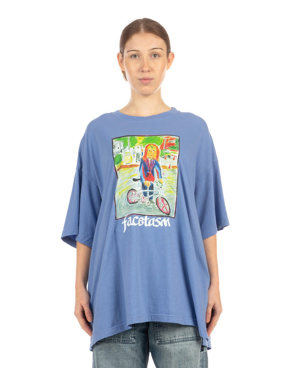 FACETASM | Masked Cyclist Big T-Shirt Blue - Concrete