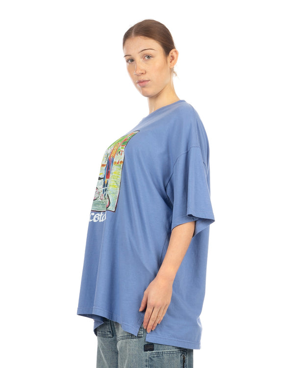 FACETASM | Masked Cyclist Big T-Shirt Blue - Concrete