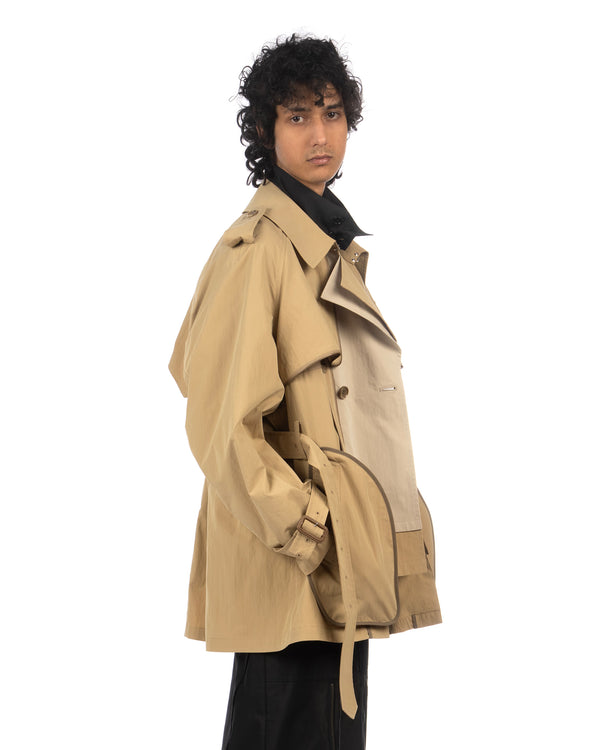 FACETASM | Zipper Layered Trench Coat Beige - Concrete