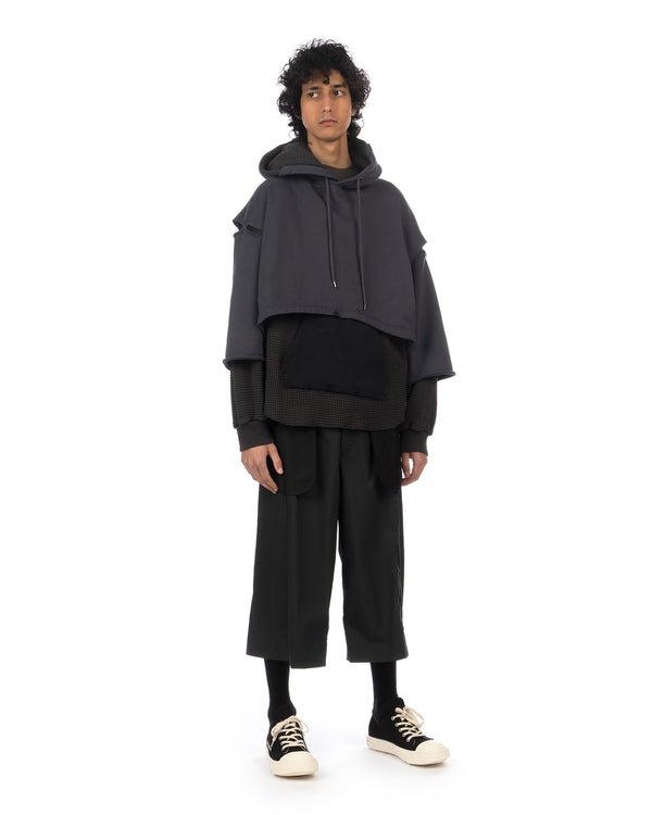 FACETASM | Layered Hoodie Charcoal x Black - Concrete