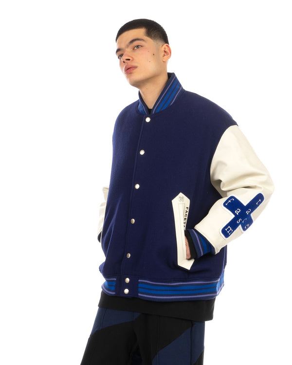 FACETASM | Stay Gold Stadium Jacket Midnight Blue - Concrete