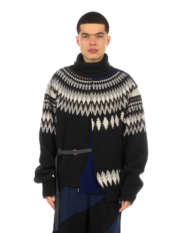FACETASM | Deconstructed Nordic Knit Charcoal / Navy - Concrete