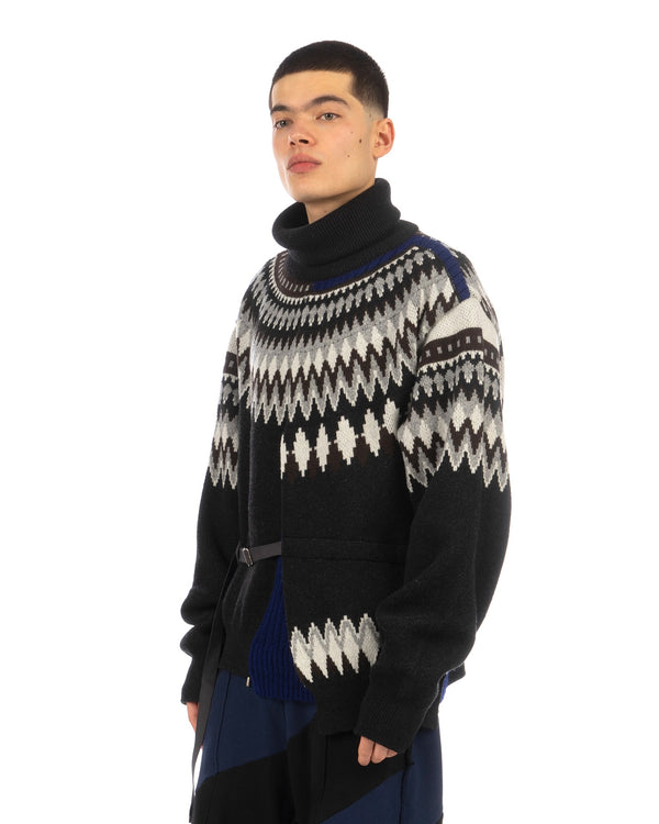FACETASM | Deconstructed Nordic Knit Charcoal / Navy - Concrete