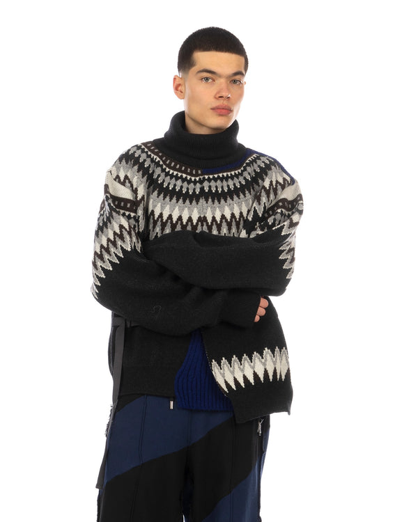 FACETASM | Deconstructed Nordic Knit Charcoal / Navy - Concrete
