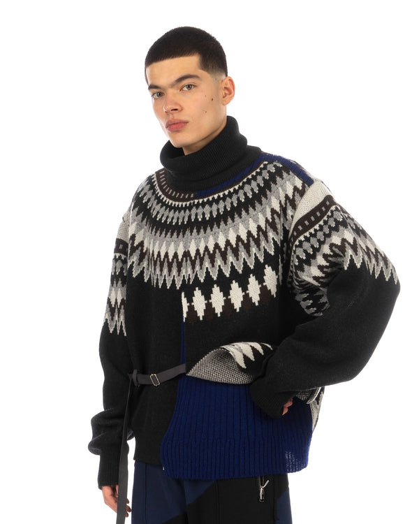 FACETASM | Deconstructed Nordic Knit Charcoal / Navy - Concrete