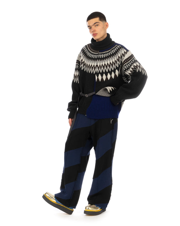 FACETASM | Deconstructed Nordic Knit Charcoal / Navy - Concrete