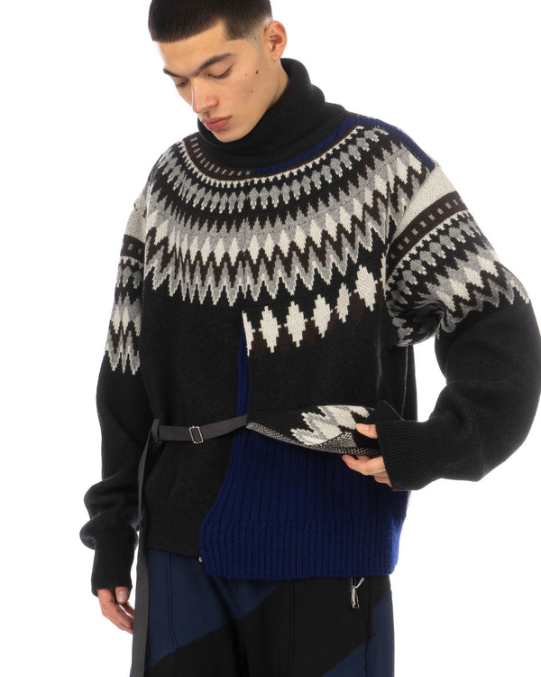 FACETASM | Deconstructed Nordic Knit Charcoal / Navy - Concrete