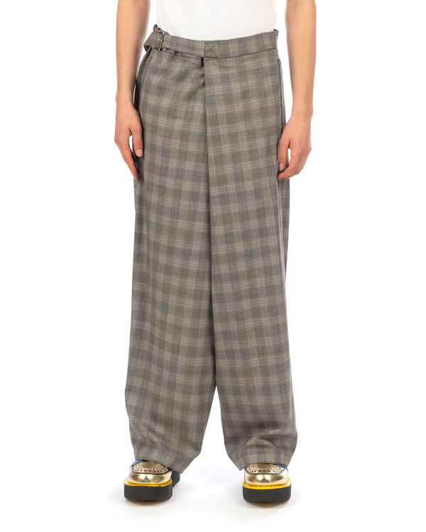 FACETASM | Check Wrap Pants Gray Check - Concrete