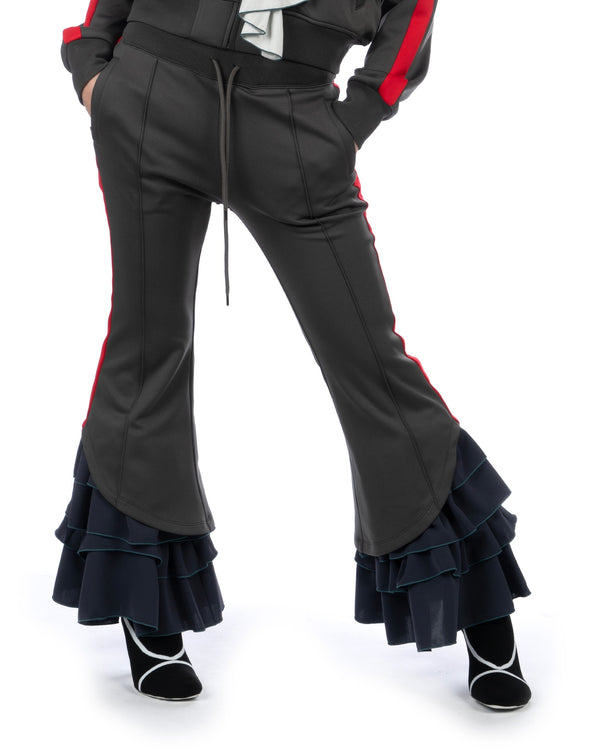 FACETASM | W Ruffled Jersey Pants Charcoal - Concrete