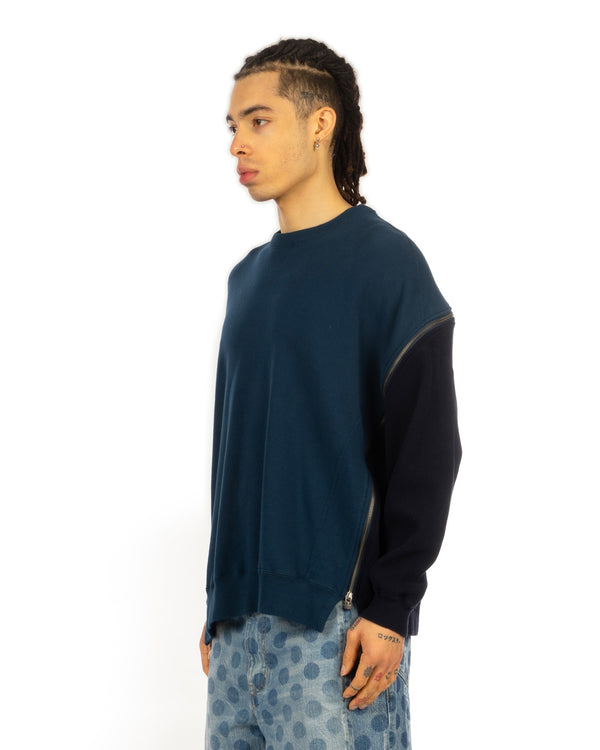 FACETASM | Waffle Knit Zip Sweat Petrol - Concrete