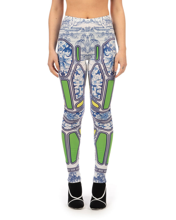 Ground Zero | Chinese Floral Geometric Print Legging - Concrete