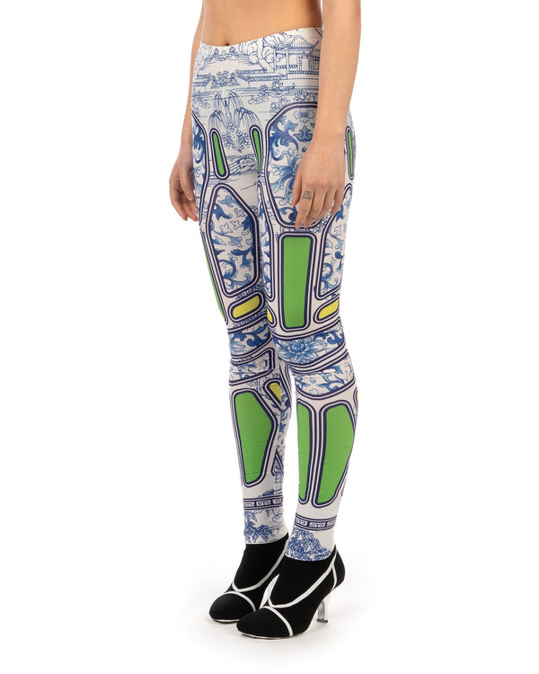 Ground Zero | Chinese Floral Geometric Print Legging - Concrete