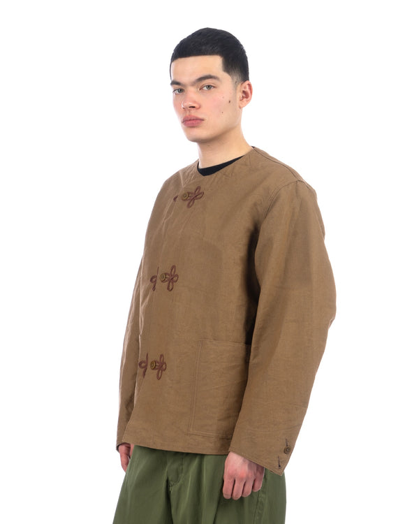 Haversack | Collarless French China Jacket Brown - Concrete