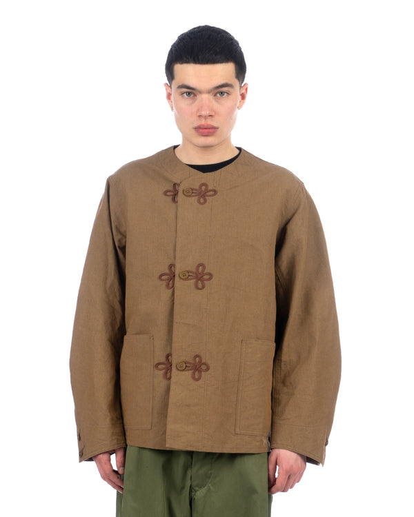 Haversack | Collarless French China Jacket Brown - Concrete