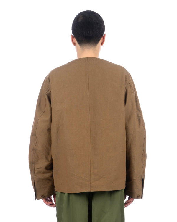 Haversack | Collarless French China Jacket Brown - Concrete