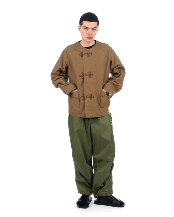 Haversack | Collarless French China Jacket Brown - Concrete