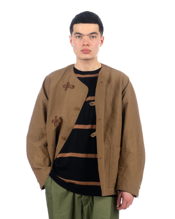 Haversack | Collarless French China Jacket Brown - Concrete