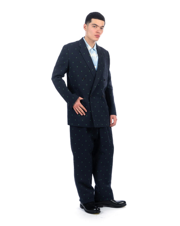 Haversack | Clover Jacquard Paper Pants Navy - Concrete