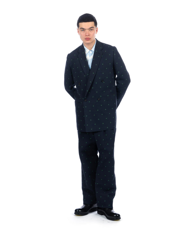 Haversack | Clover Jacquard Double Breasted Jacket Navy - Concrete