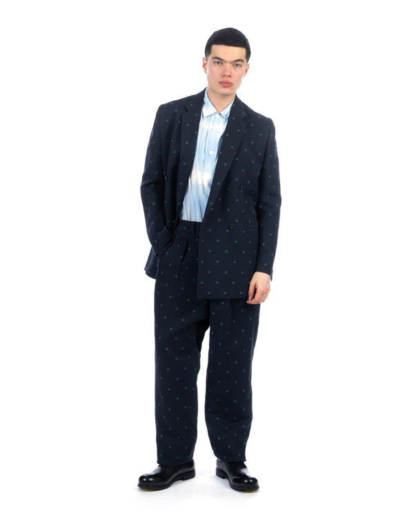 Haversack | Clover Jacquard Double Breasted Jacket Navy - Concrete