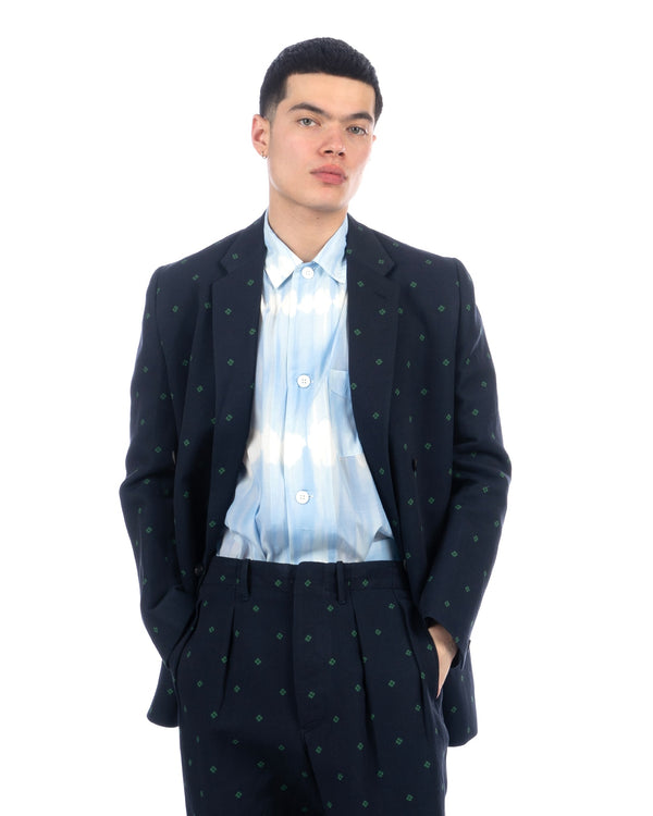 Haversack | Clover Jacquard Double Breasted Jacket Navy - Concrete