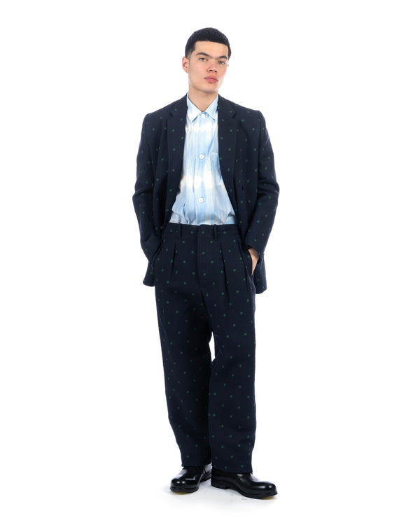Haversack | Clover Jacquard Paper Pants Navy - Concrete