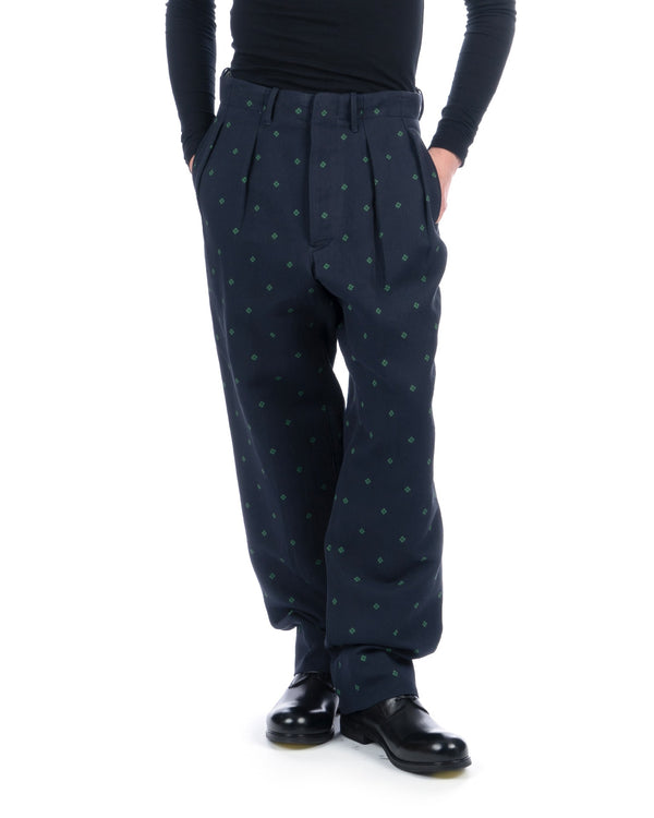 Haversack | Clover Jacquard Paper Pants Navy - Concrete