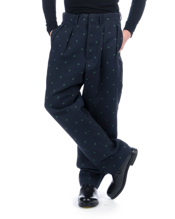 Haversack | Clover Jacquard Paper Pants Navy - Concrete
