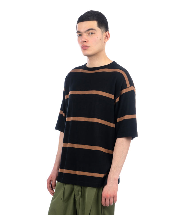 Haversack | Gauge Sheeting Border T-Shirt Black / Brown - Concrete