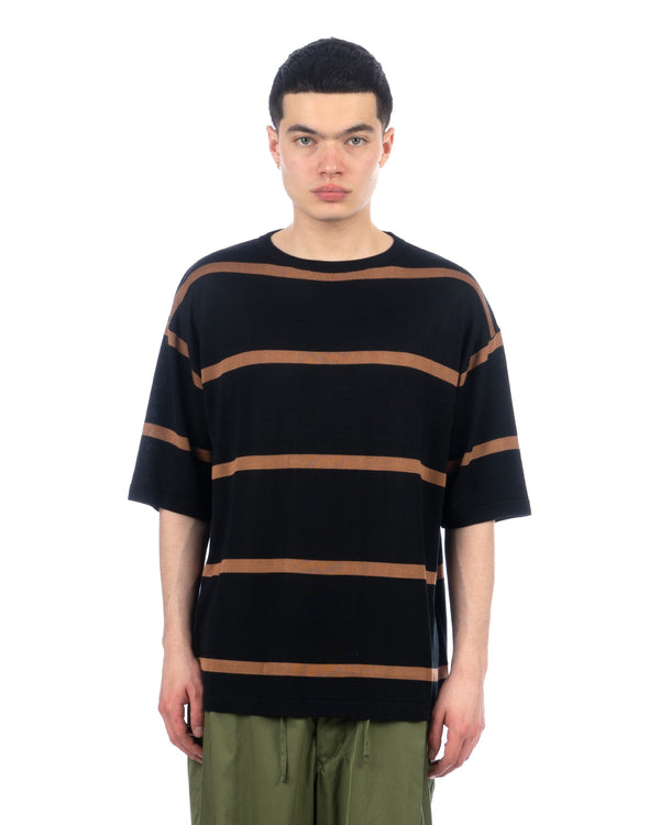 Haversack | Gauge Sheeting Border T-Shirt Black / Brown - Concrete