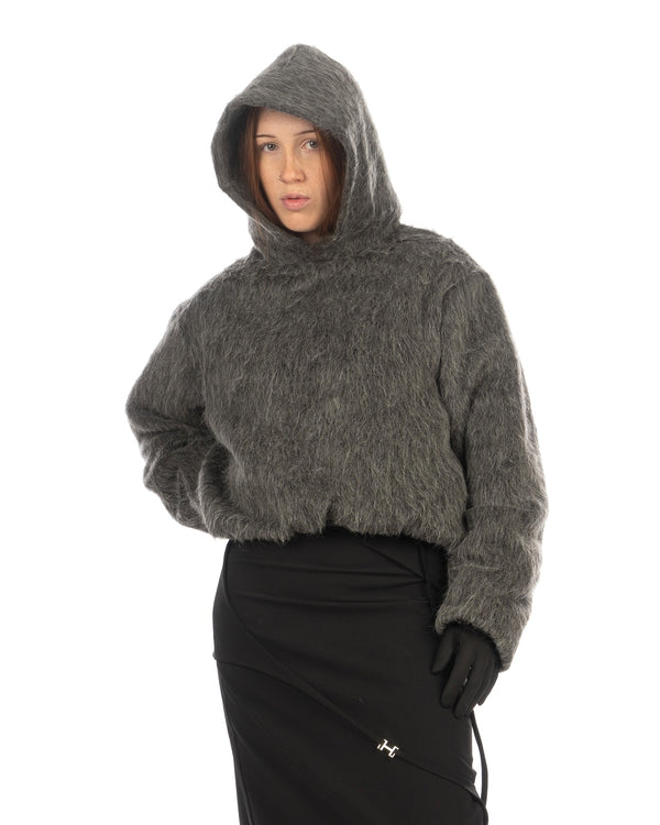 Heliot Emil | Pantheon Alpaca Hoodie Black / Grey - Concrete