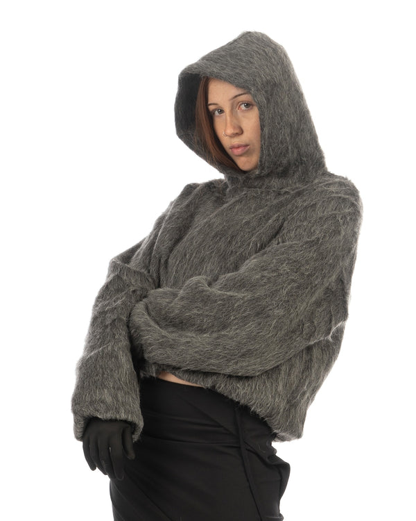 Heliot Emil | Pantheon Alpaca Hoodie Black / Grey - Concrete