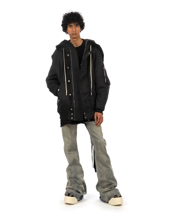 DRKSHDW by Rick Owens | Hooded Long Bomber Black - Concrete