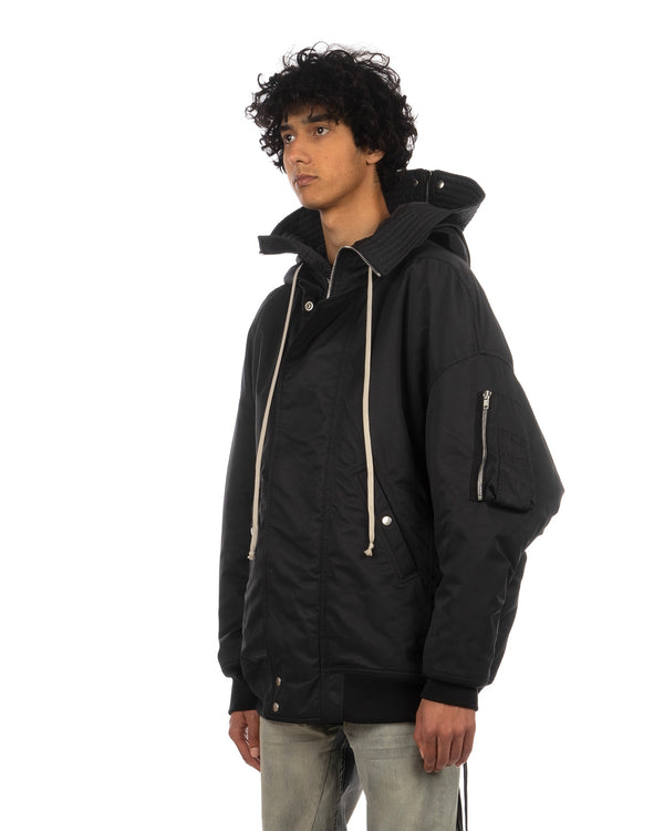 DRKSHDW by Rick Owens | Hooded Long Bomber Black - Concrete