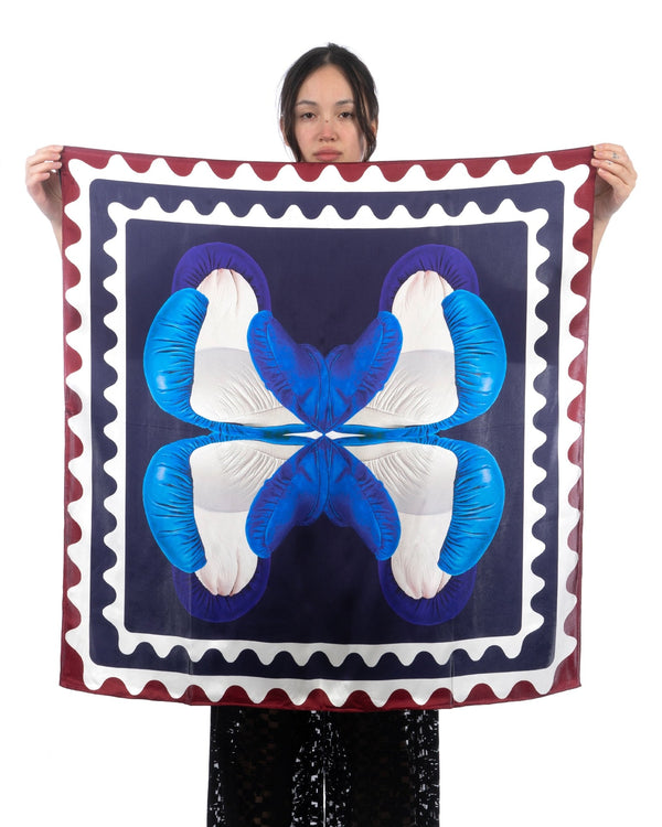 Henrik Vibskov | Boxing Silk Scarf Navy White Gloves - Concrete