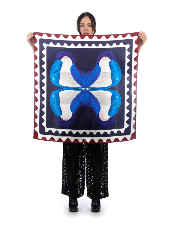 Henrik Vibskov | Boxing Silk Scarf Navy White Gloves - Concrete