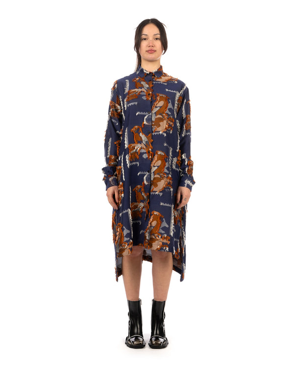 Henrik Vibskov | Tape Dress Blue / Brown Bird Stamp - Concrete