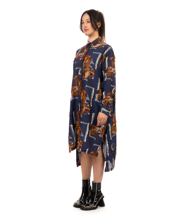 Henrik Vibskov | Tape Dress Blue / Brown Bird Stamp - Concrete